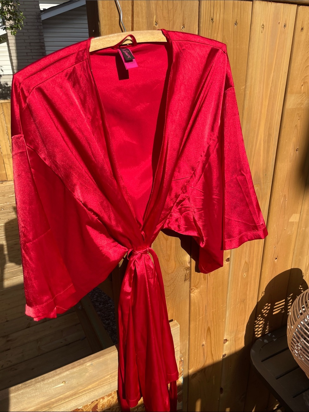 La SENZA Red Satin Tie-Front Robe